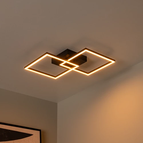 Lucide ARIANNE - Plafonnière - LED - CCT - 1x23W 2700K/4000K - Zwart - sfeer 1